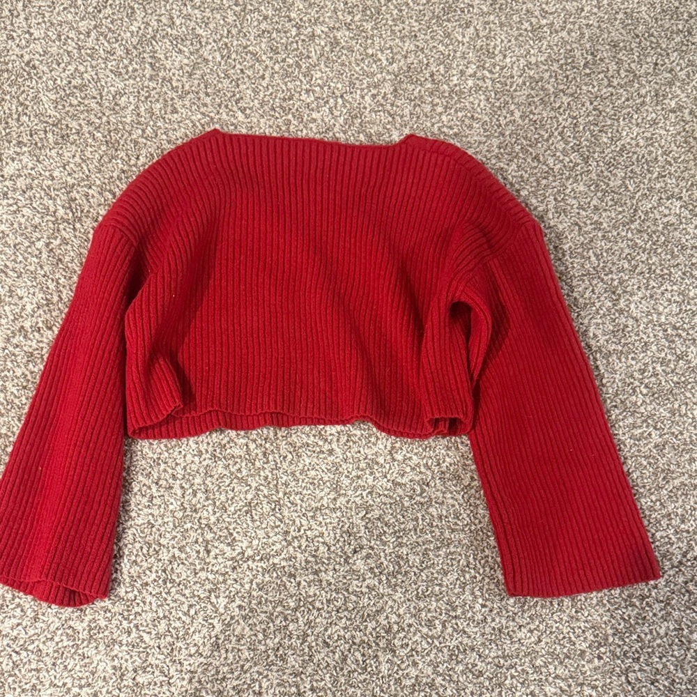 Women's Red Ribbed Sweater - Picture 2 of 2